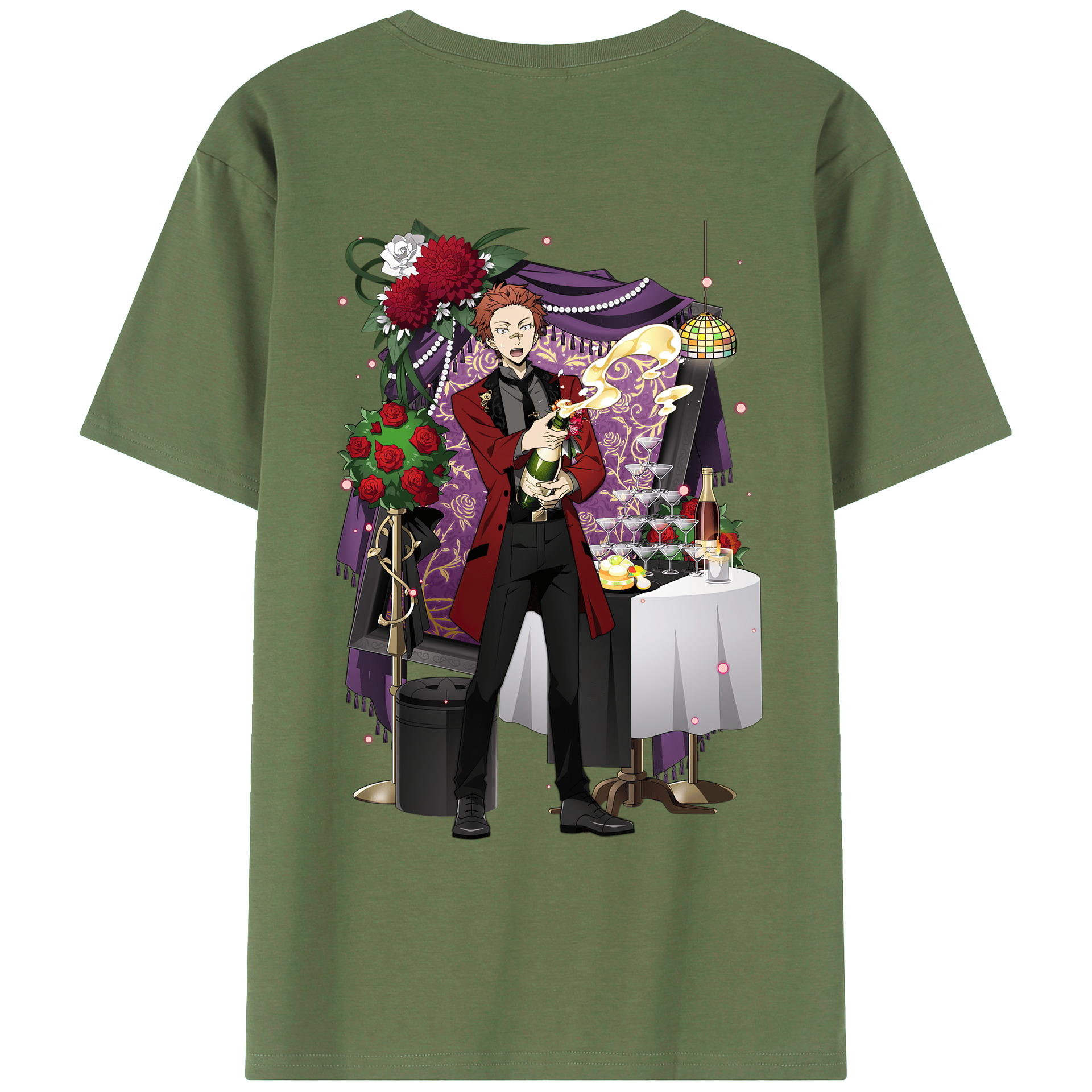 （画像用） 文豪ストレイドッグス Bungo Stray Dogs 綿100％ メンズ半袖Tシャツ（バックプリント） 通気性